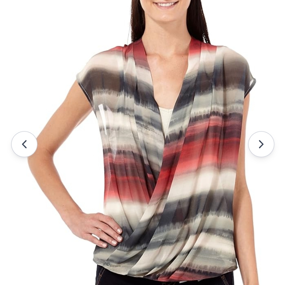 DKNY Jeans Tiki Stripe Wrap Blouse